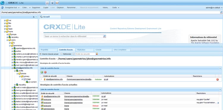 Gestion des listes ACL dans CRXDE.