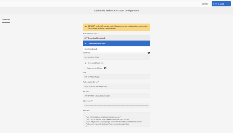 Sélection du type d’authentification