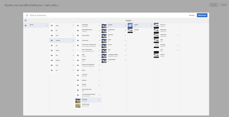 Exemple de configuration pour dam-users