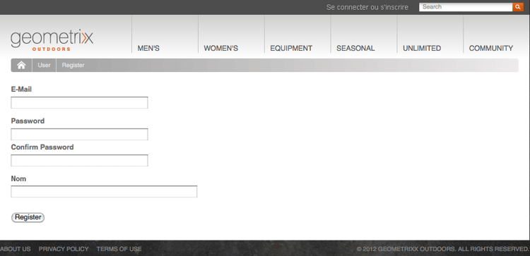 Exemple de formulaire d’enregistrement.