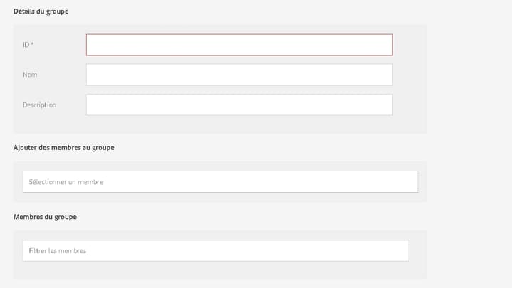Formulaire Détails du groupe