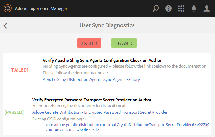 Avertissement : les diagnostics de synchronisation des utilisateurs et utilisatrices ne sont pas activés.