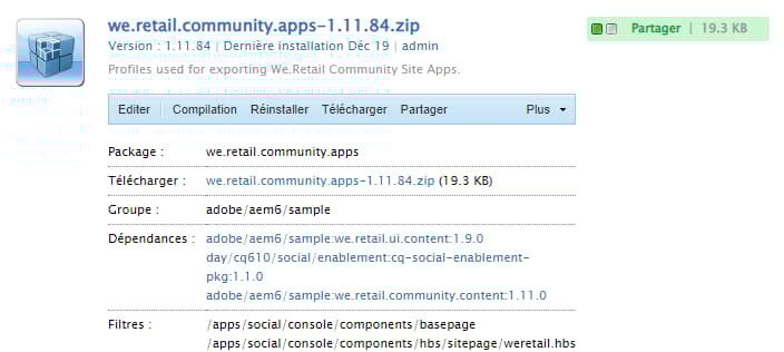 Détails développés du package