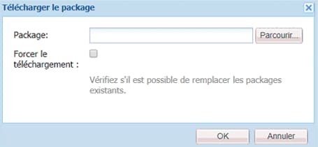 Boîte de dialogue de chargement de package