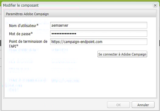 Configurer Adobe Campaign dans AEM