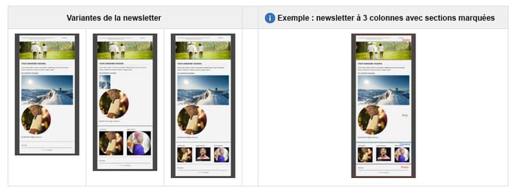 Variantes de newsletters possibles