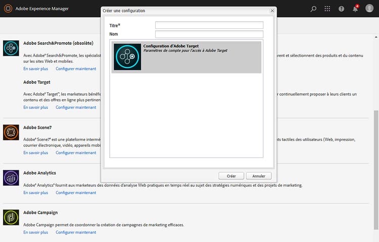 Configuration d’Adobe Target