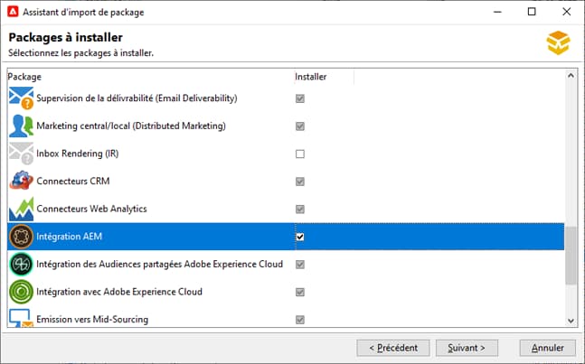 Installer un package standard