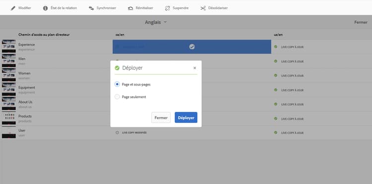 Confirmation du déploiement
