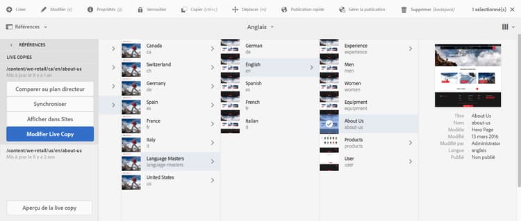 Panneau Références - Live Copies