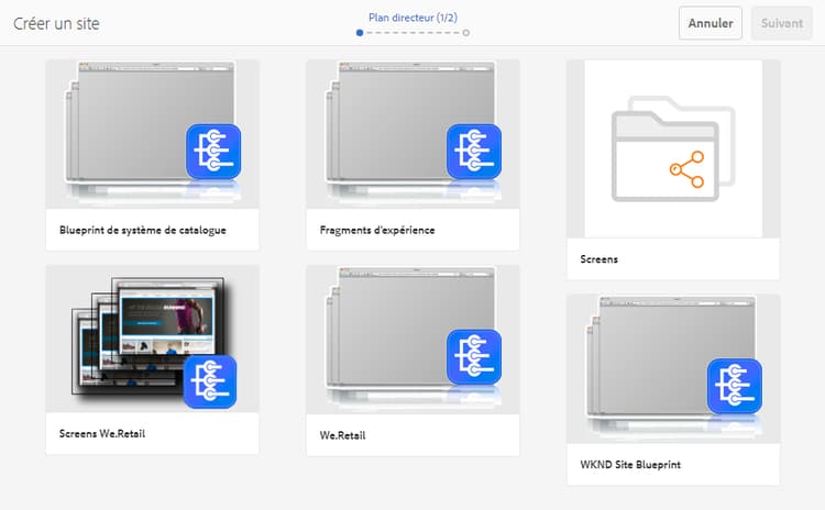 Sélection de la configuration de plan directeur comme source de Live Copy