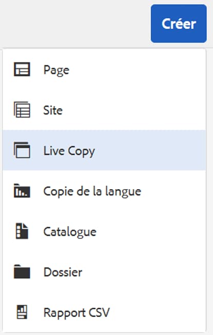 Créer une Live Copy