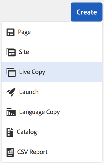 Créer une Live Copy