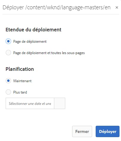Indication du planning