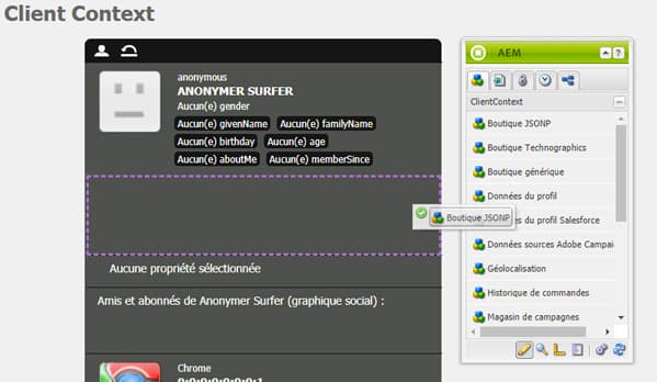 Glisser-déposer le composant Magasin JSONP dans ClientContext