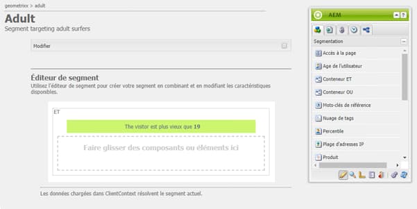 Fenêtre de l’éditeur de segments