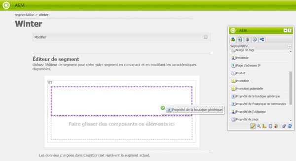 Ajout d’un composant à l’éditeur de segments