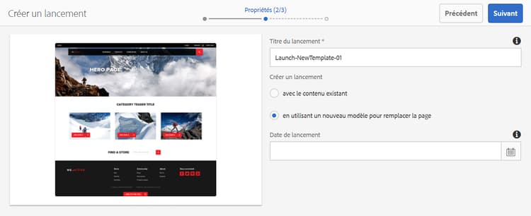 Utiliser un nouveau modèle pour remplacer la page