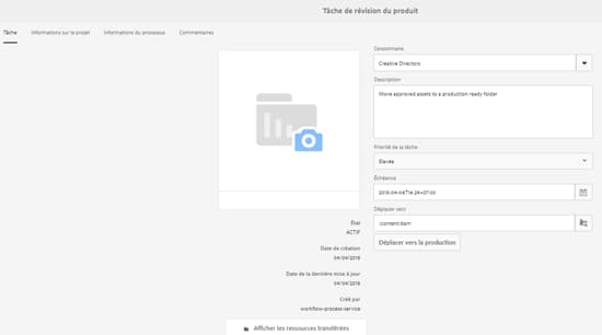 Déplacement vers la page des tâches d’exploitation