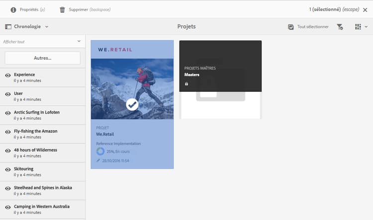 Mode Chronologie du projet