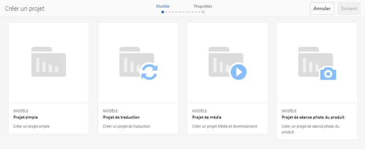 Assistant Créer un projet
