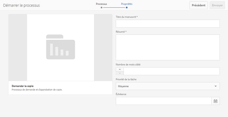 Workflow de demande de copie