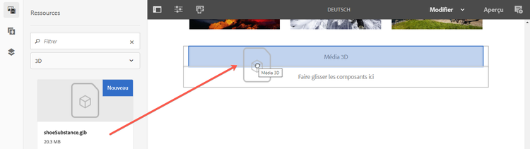 Affectation d’une ressource 3D au composant Média 3D