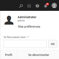 Sélectionnez l’option de profil utilisateur, puis Mes préférences pour ouvrir les préférences utilisateur.