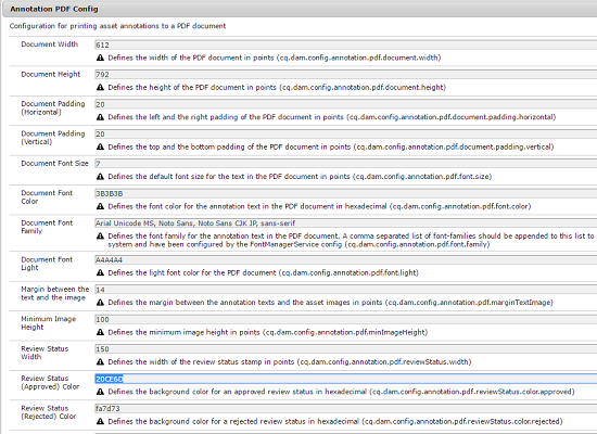 Configuration pour imprimer une annotation de ressource sur un document PDF