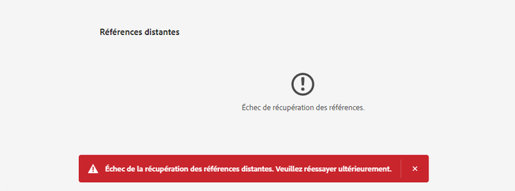 Échec de l’extraction des références distantes de la ressource