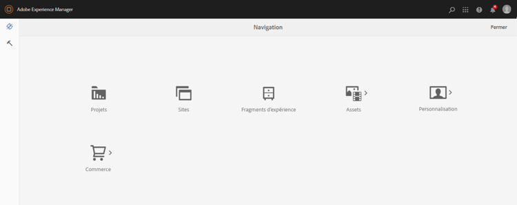 Menu AEM