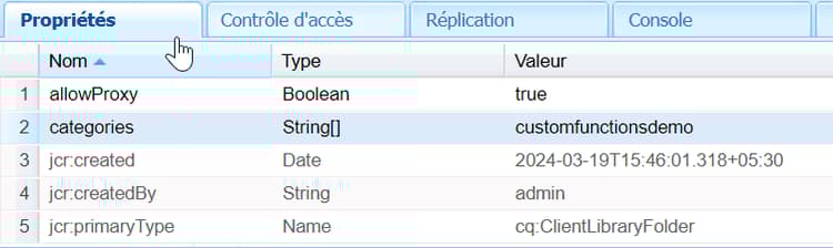 Propriétés du nœud de bibliothèque personnalisée