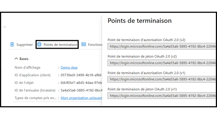 Utilisez l’option Points d’entrée de l’interface utilisateur de l’application Microsoft Power Automate pour trouver l’URL OAuth.