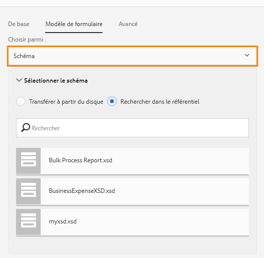 Création d’un fragment de formulaire adaptatif basé sur un schéma XML comme modèle