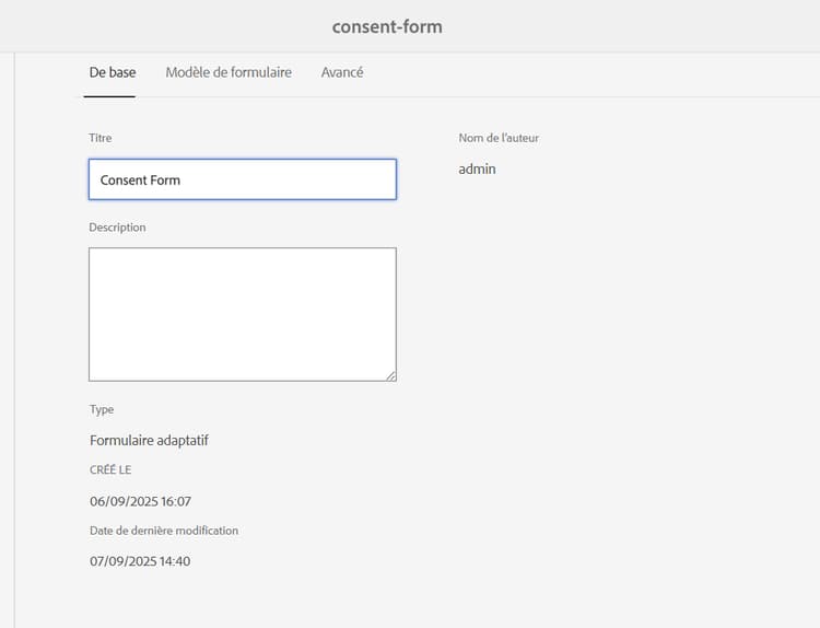 Renommer un formulaire adaptatif AEM