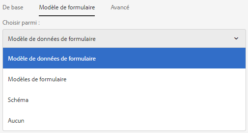 Affichage du type de modèle dans l’onglet Modèle de formulaire