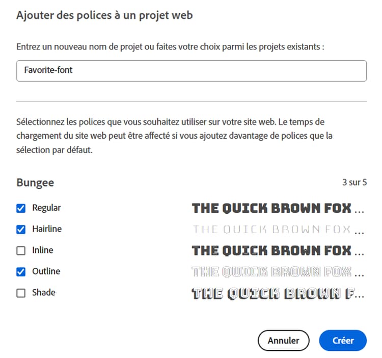 ajouter une bibliothèque de polices