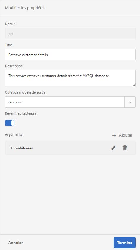 Modification des propriétés