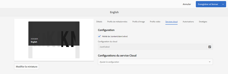 Sélection des configurations de services cloud
