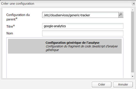 Création d’une configuration