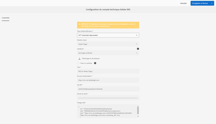 Propriétés de configuration - Lecture seule