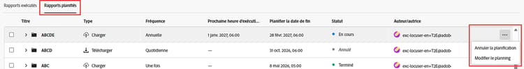 Reprise du planning
