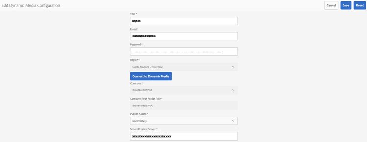 Configuration de Scene7 sur Brand Portal