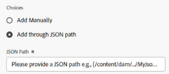 Ajouter des choix via le chemin JSON