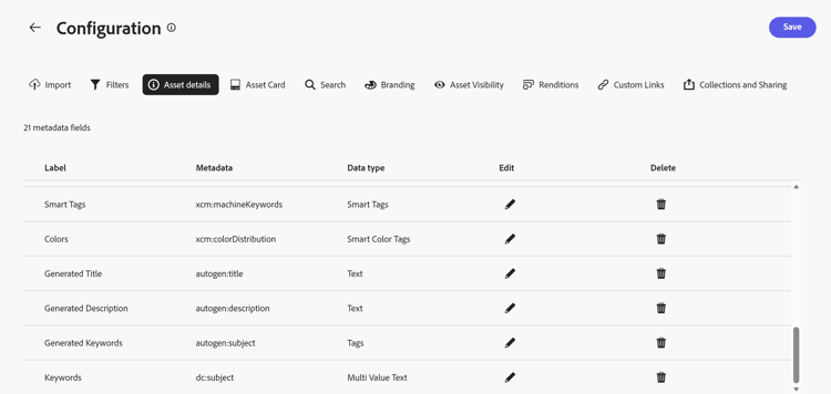Détails de la ressource de l’interface utilisateur de configuration dans Content Hub