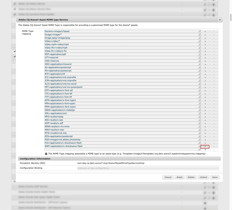 Service Type MIME pour les ressources Adobe CQ Scene7