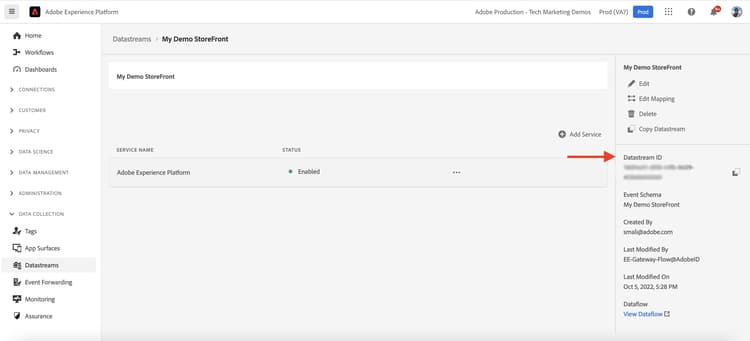 Identifiant de flux de données AEP
