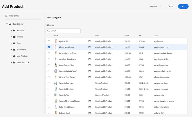 Sélecteur de produit