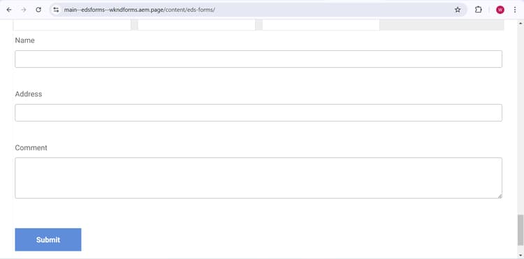 Page de formulaire en ligne