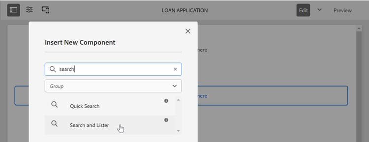 Composant Search Lister